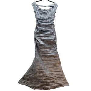 Alex Evenings Women's Crushed Taffeta Mermaid Gown Crinkle Stretch Fit  SZ 8